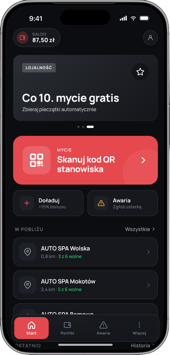Aplikacja mobilna myjni